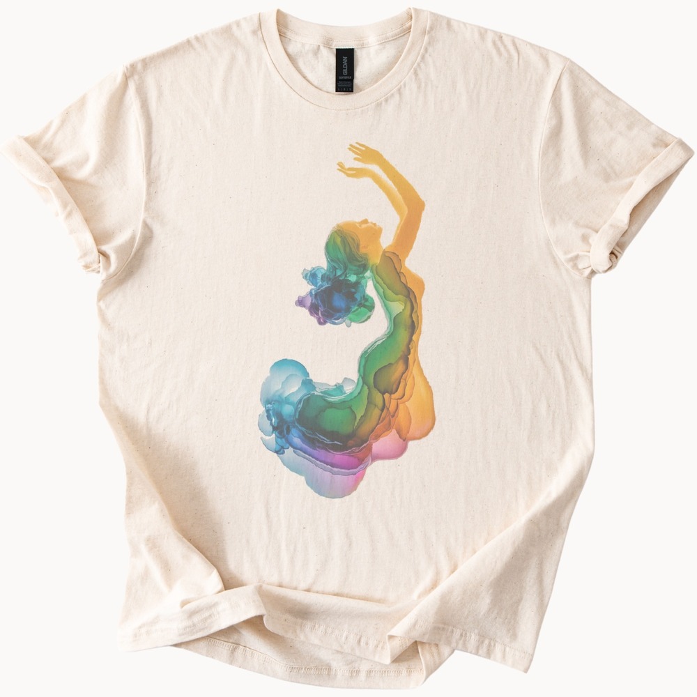 Uplift Fluid Art Graphic Tee Colorful Gradient Design